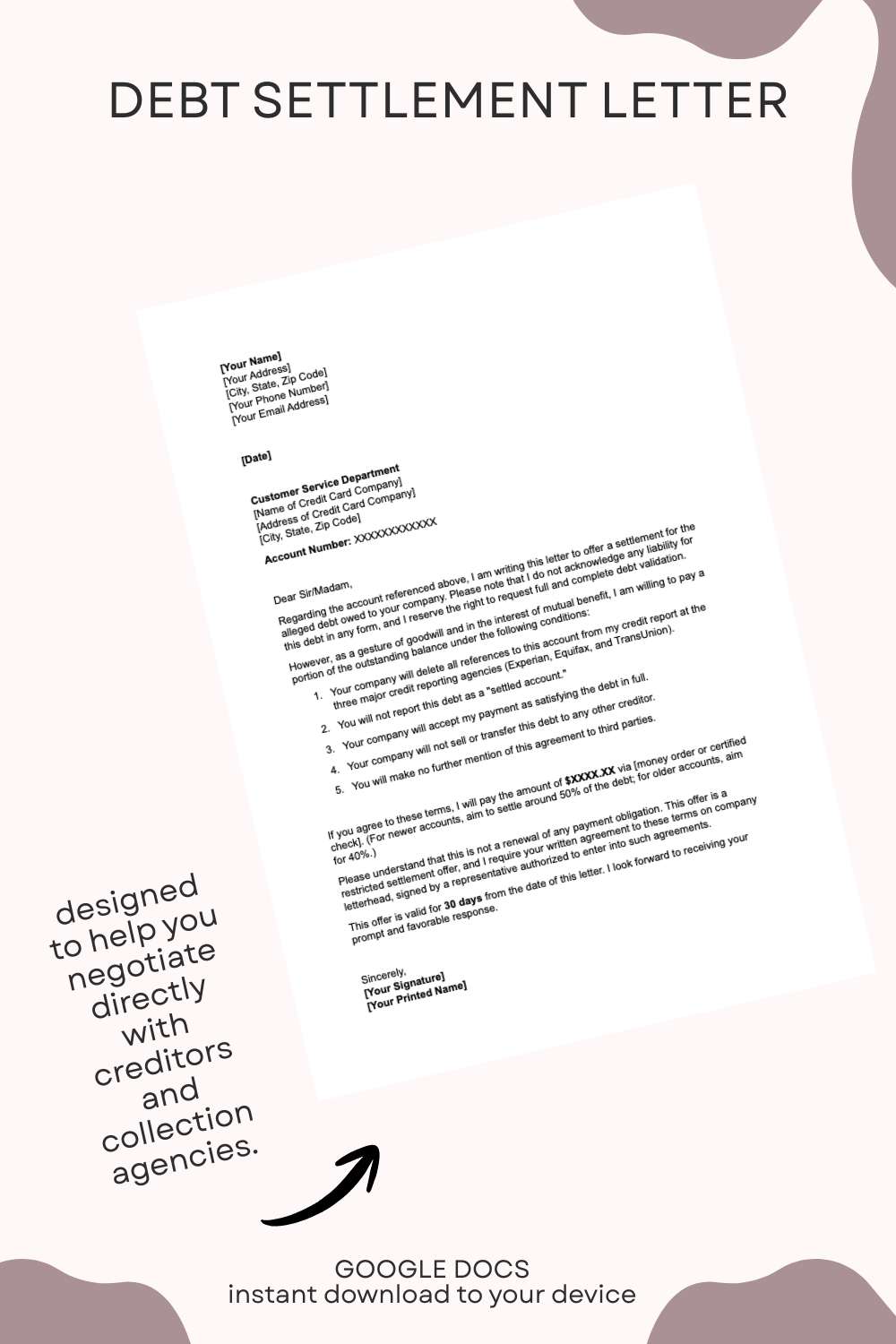 Debt Settlement Letter