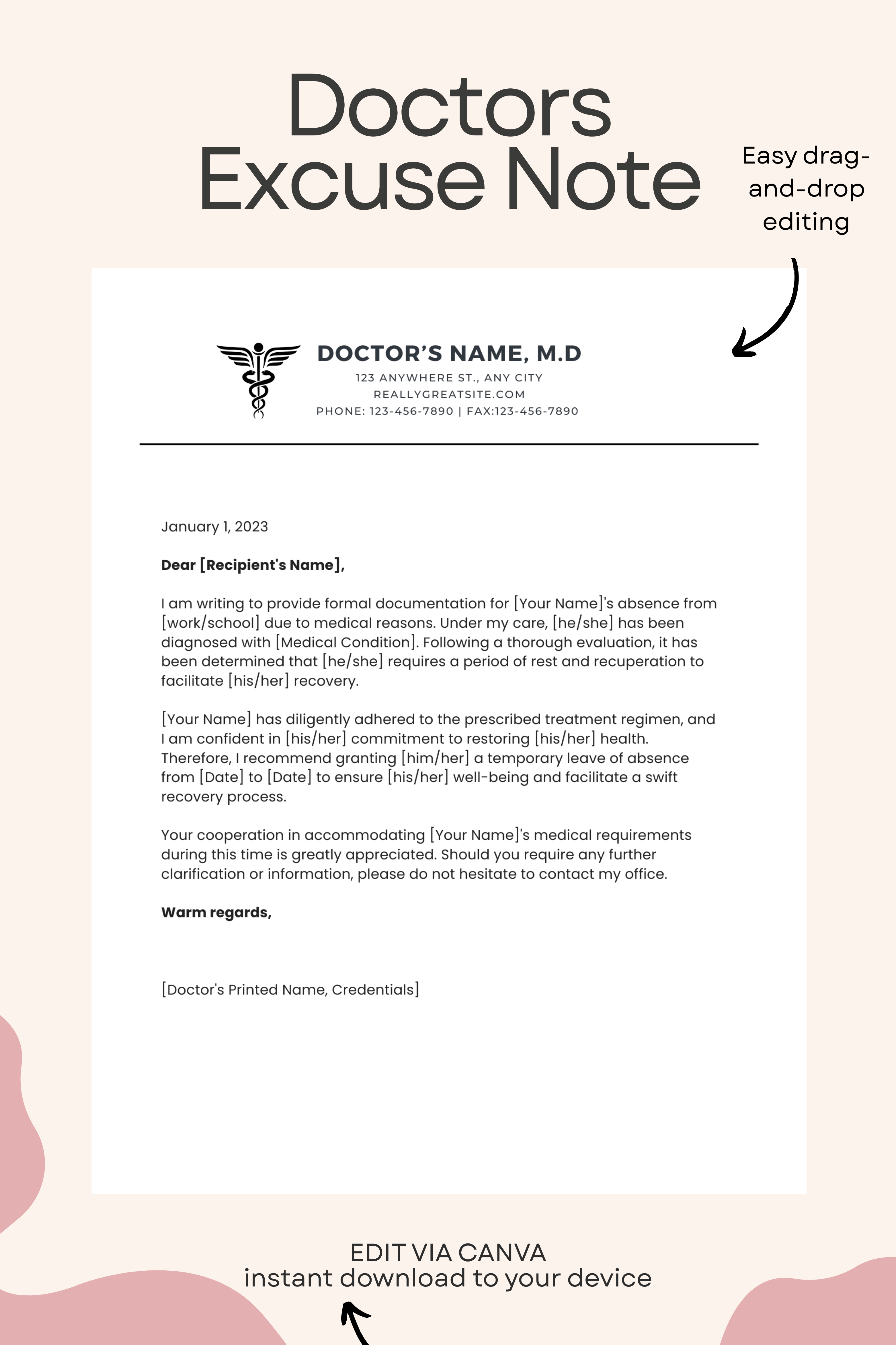 Doctors Excuse Note Canva Template