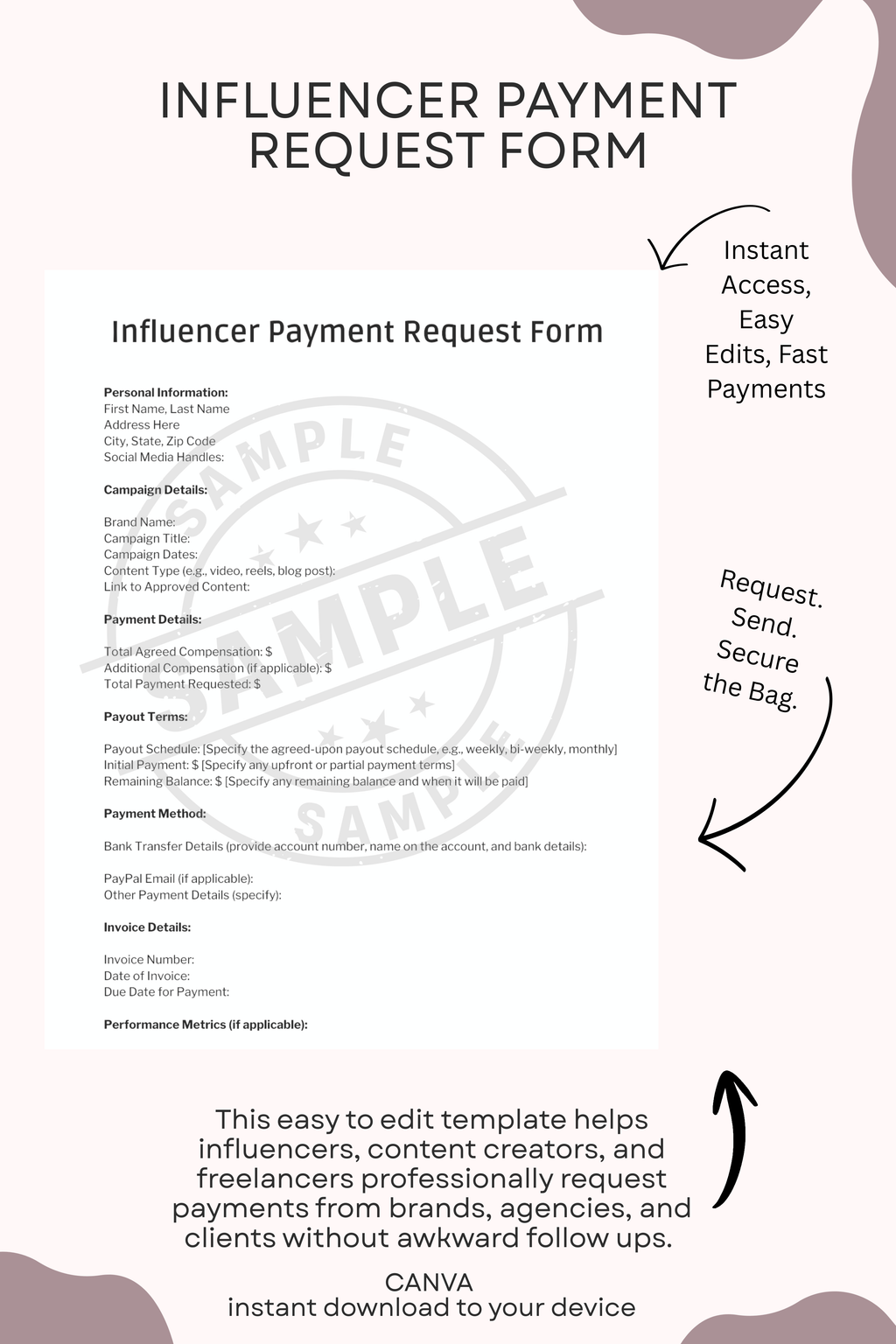 Influencer Payment Request Form Template