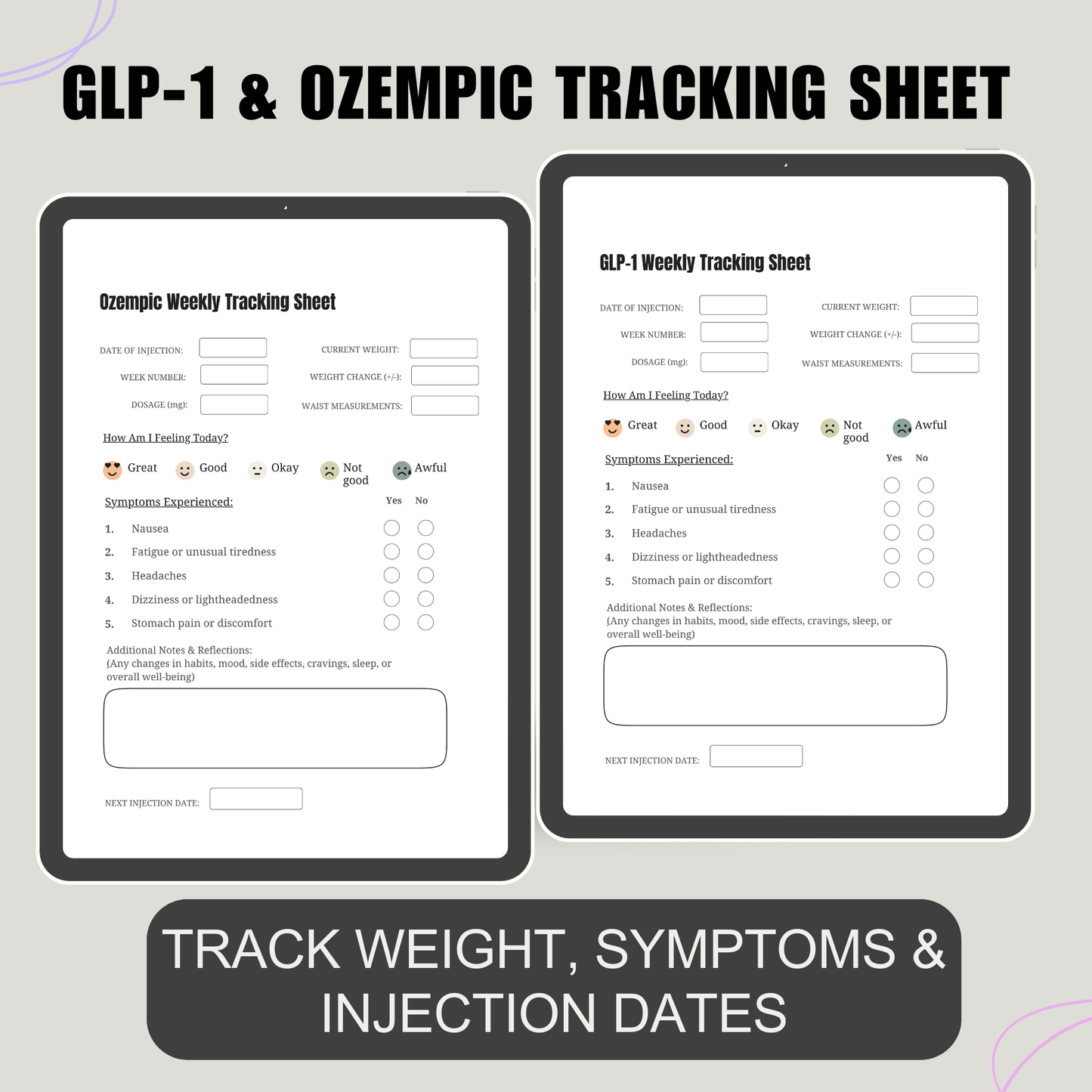 GLP-1 & Ozempic Tracking Sheets